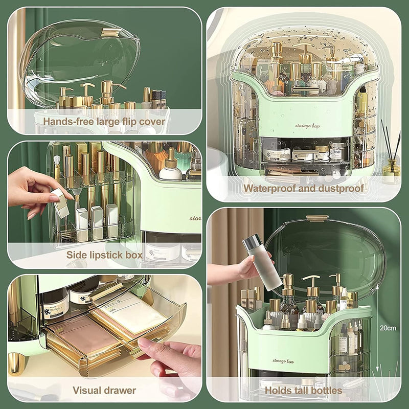 U-HOOME Makeup Organizer,U-HOOME Cosmetic Display Case Make up Organizer Skin Care Organizer,SkinCare Organizers for Bathroom Countertop,Bedroom Vanity Organizer Desk and Travel (White)
