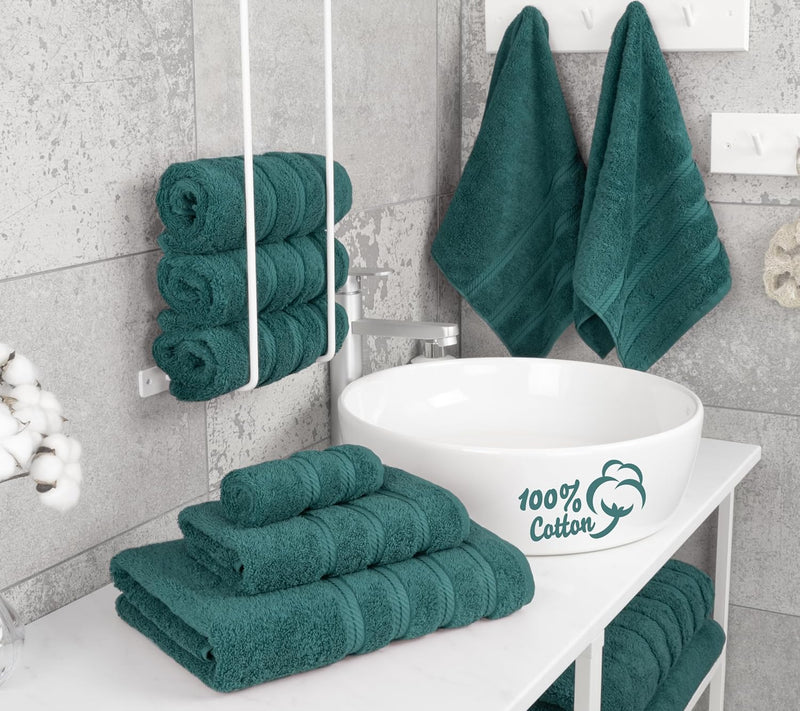 American Soft Linen GMSD 6-Piece 100% Turkish Genuine Cotton Premium & Luxury Towel Set for Bathroom & Kitchen, 2 Bath Towels, 2 Hand Towels & 2 Washcloths [Worth $72.95] - Rockridge Grey