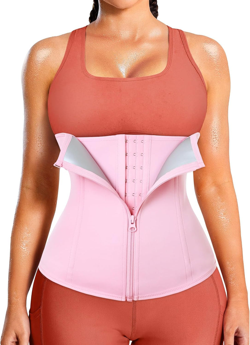 LEINIDINA Womens Waist Trainer Corset with Zipper Sweat Waist Trimmer for Women Workout Belt Corset Shapewear
