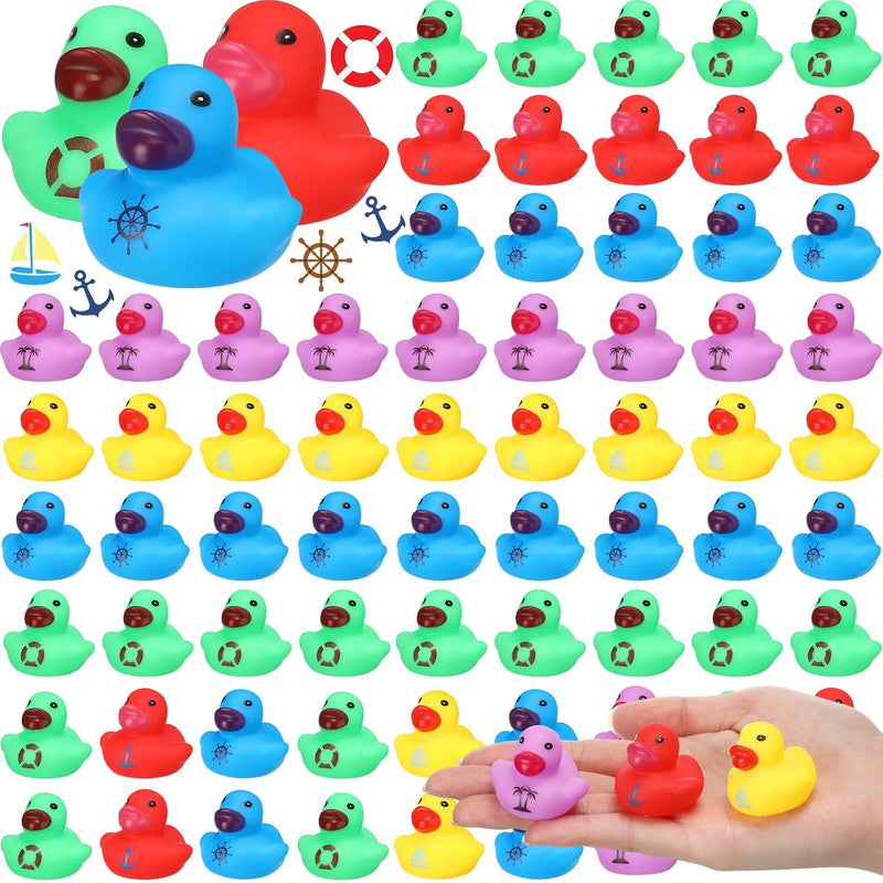 Chivao 200 Pcs Mini Rubber Ducks with Sunglasses, Rubber Ducks in Bulk Mini Tiny Ducks Bath Toys Float Squeak Bathtub Duckies Cruise Baby Shower Birthday Party (Colorful)