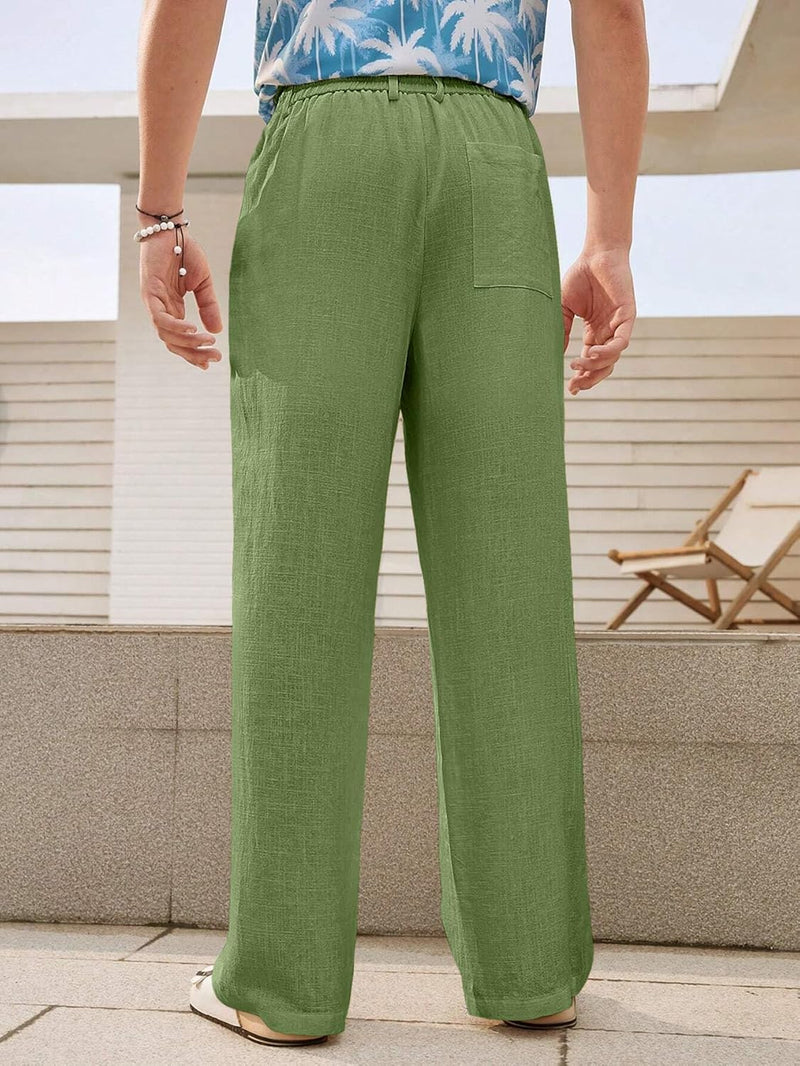 Linen Pants for Men Loose FIT Baggy Cargo(GL-TP-1189-M-GREEN)