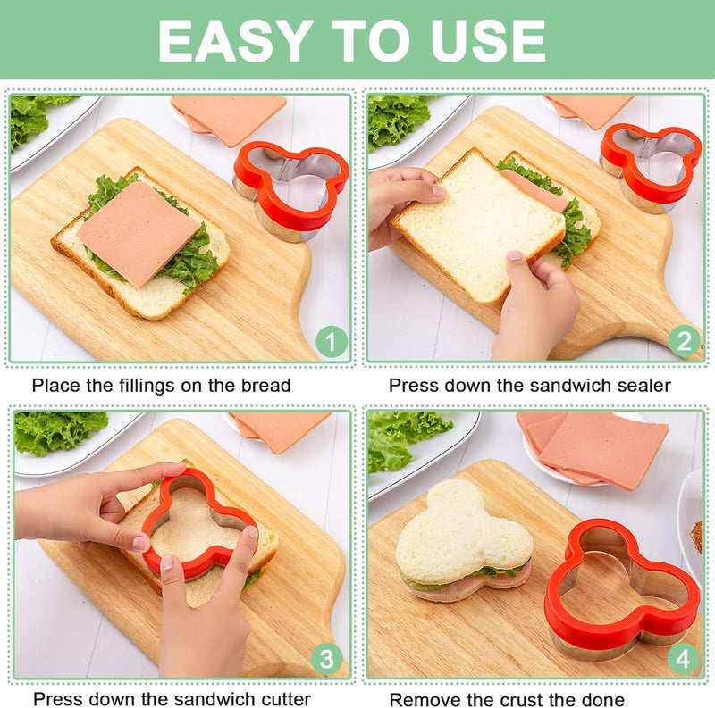 11Pcs Stainless Steel Sandwich Cookie Cutters Set Mini Vegetable Fruit Cutters Food Grade Cookie Cutter Mold for Kids Food Decoration Tools for Kitchen