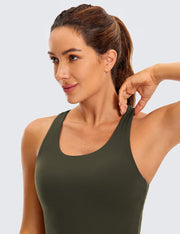 CRZ YOGA Butterluxe Workout Tank Tops for Women Built in Shelf Bras Padded - Racerback Athletic Spandex Yoga Camisole