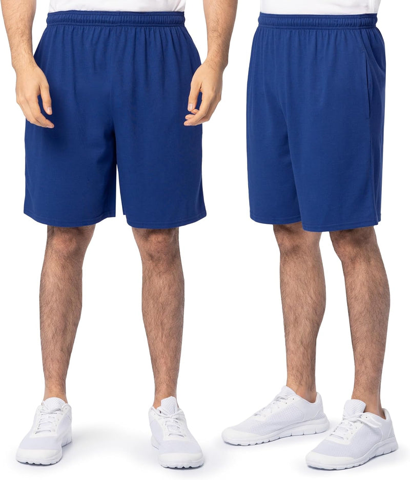 mens Eversoft Cotton Shorts With Pockets (S - 4xl) Casual Shorts - 2 Pack - Blue