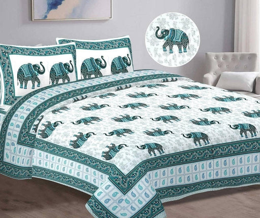 SUFAYA FAB Printed Indian Sanganer Cotton Premium Big Size Bedsheets for Modern Look(108x108) inches with Two Pillow (17x27) inches