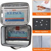 Freezable Lunch Box, Insulated Reusable Lunch Bag with 2 Ice Packs, Mini Cooler Snack Bag for Bento Box for Salad, Sandwich, Snacks for Boys/Girls/Men/Women for School/Work/Daycare, Black