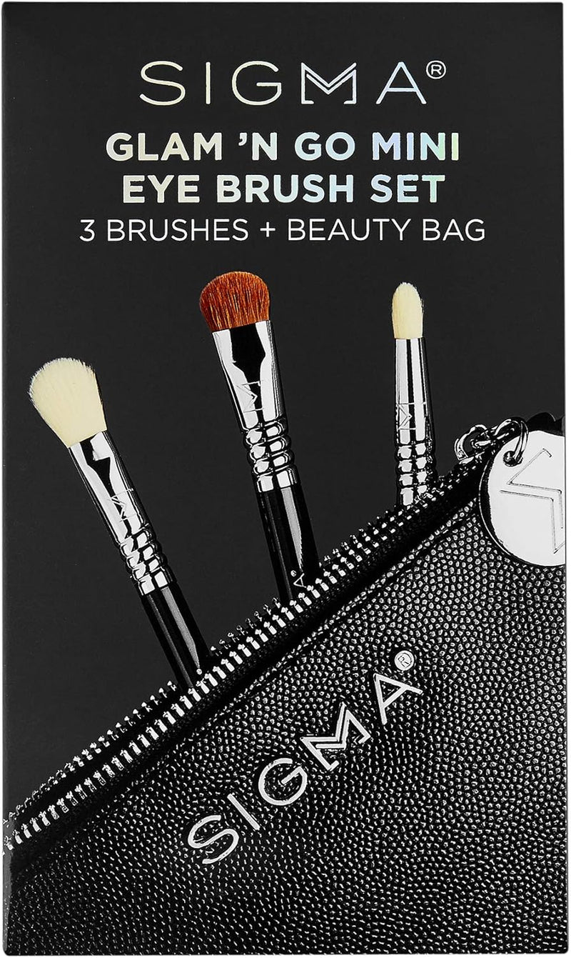 Sigma Beauty 3 Glam 'N Go Mini Eyebrushes set - Travel Size eyeshadow makeup brushes, Cruelty-free & vegan, soft synthetic fibers. - Glam 'N Go Mini Eye Brush Set
