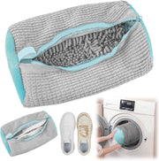 MOMENT Large Shoe Washing Machine Bag, 38x18cm Chenille Microfiber Sneaker Laundry Bag, 360 Scrubbing Deep Cleaning Reusable Shoe Washing Bags for Trainers, Sport Running Shoes (Yellow) - Gray Jumbo