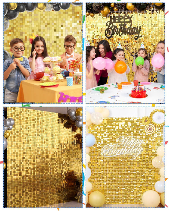 Mjkeomo Shimmer Wall Backdrop Panels 3 FT x 4 FT, Sequin Wall Backdrop Sparkly Backdrop for Birthday Graduation Engagement Wedding Parties Panels(Gold)