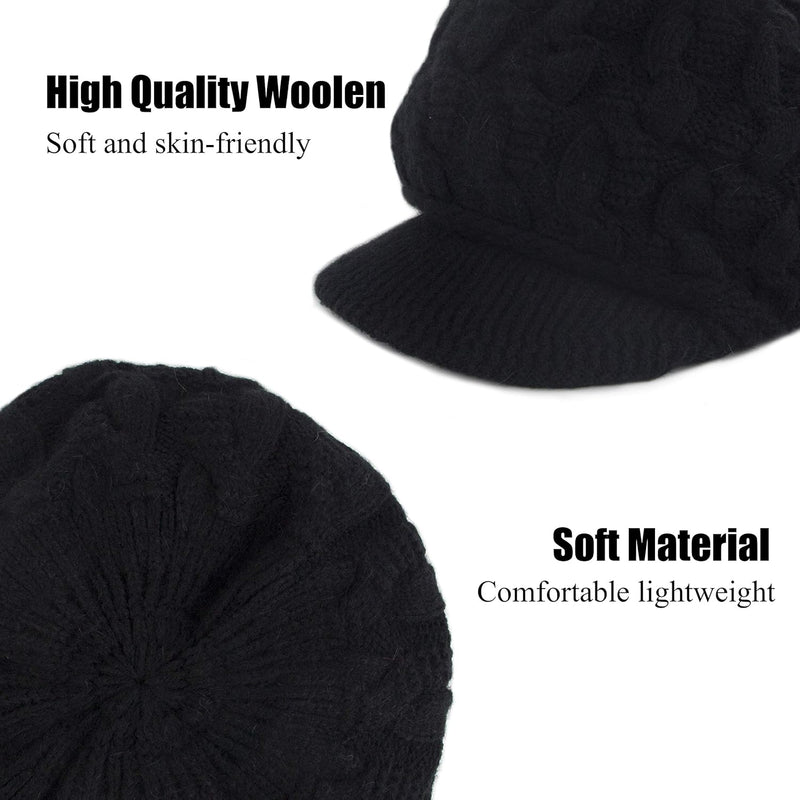 Muryobao Women's Winter Warm Slouchy Cable Knit Beanie Skull Hat with Visor