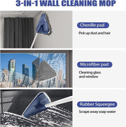 Triangle Mop - 360 Rotating Microfiber Triangle Head - Blue - For Floor, Wall, Ceiling, Window - Metal Handle
