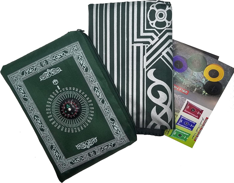 GOGO Al-Salat Travel Pocket Prayer Mat, Portable Muslim Rug, Water Proof, Foldable, Portable in Pouch (with Qibla Compass,Assorted)
