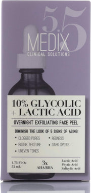 Medix 10% Glycolic Acid Face Peel Exfoliating Serum W/Lactic Acid + Salicylic Acid Gentle Skin Care Exfoliate Facial Peel Treatment Targets Fine Lines, Wrinkles, Large Pores, Age Spots 1.75 FL Oz