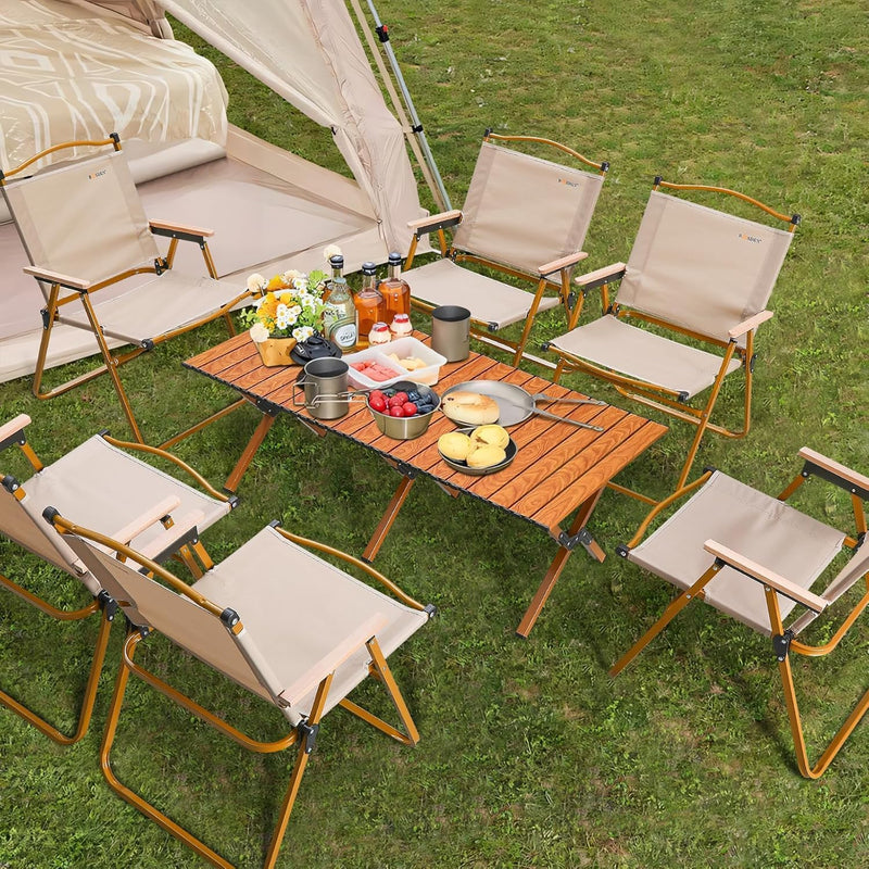 GO2CAMPS Foldable Roll-Up Camping Table with Carry Bag 120 x 120 x 45 cm Durable, Lightweight Portable Aluminum Outdoor Folding Table for Camping, Picnic, Hiking, BBQ, Beach, Trip, Travel