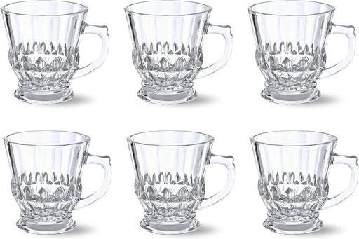 FEELINGS Glass Tea Mug 6PCS Set Coffee & Tea Cups,Crystal Clear, Durable, Heat-Resistant (190ML) - 140ML
