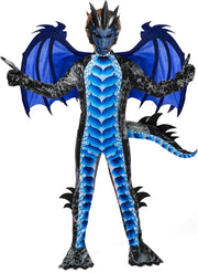 Spooktacular Creations Halloween Kid Dragon Costume, Boys Dragon Wings, Tail and Mask Set for Halloween Dress Up - Blue
