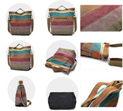 AI VI Womens shoulder bags canvas Hobo Handbags Multi-Color Casual Messenger Bag Top Handle Tote Crossbody Bags - One Size