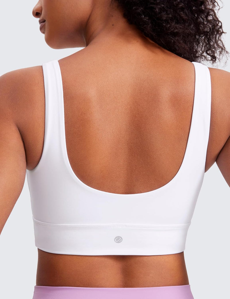CRZ YOGA Womens Butterluxe U Back Sports Bra - Scoop Neck Padded Low Impact Workout Yoga Bra with Built in Bra