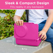 OmieBox UP bento Box for Kids Insulated Lunch Box Leak Proof Vacuum Insulated Thermal Food jar Cooler ice Pack 2 Compartments (Pop Pink)