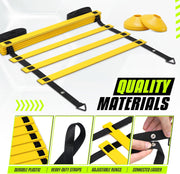 Ultimate Agility Ladder Speed Training Equipment - 8, 12, 20 Rungs with Multi Colors - Soccer and Football Training - Speed Ladder for Kids and Adults - Included Carry Bag - 12 Rungs 1. Yellow