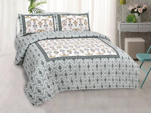 SUFAYA FAB Printed Indian Sanganer Royal Cotton Premium Big Size Bedsheets for Modern Look(100x100) inches with Two Pillow (18x28)
