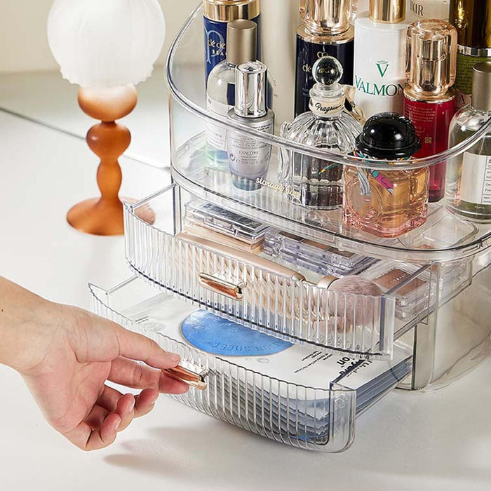 ALOXE Cosmetic Organizer Box Drawers Storage Plastic Stationary Box | Make Up Organiser For Women