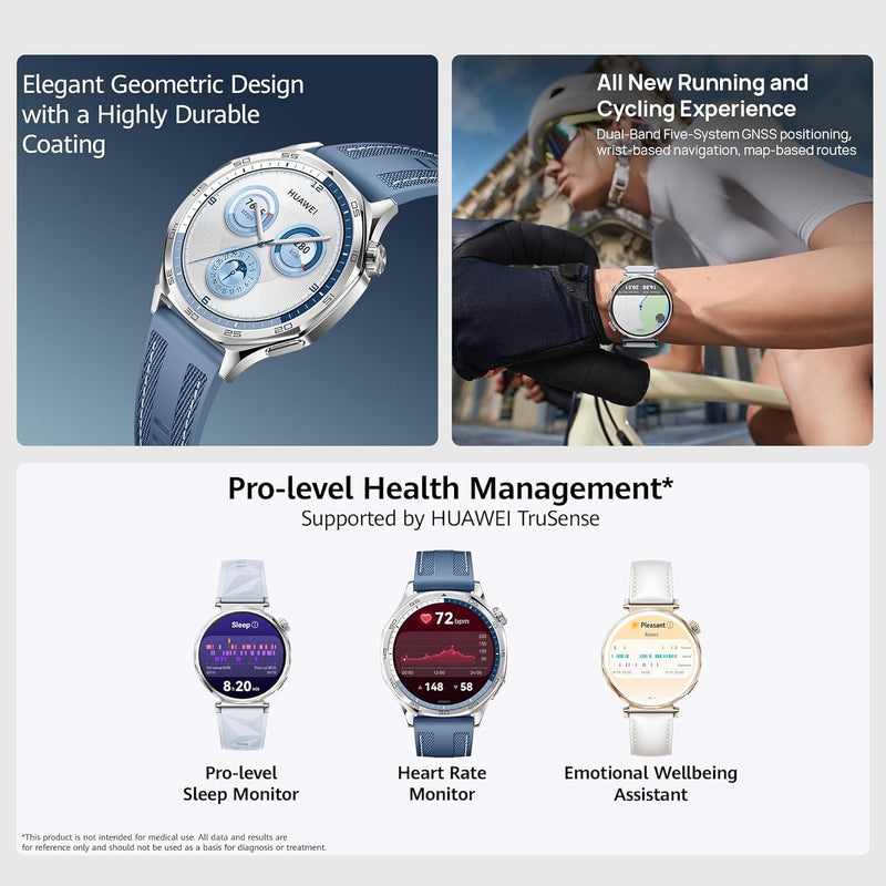 WATCH GT5 46mm Smartwatch, upto14 Days Battery Life,Sharp-Edged Design, Health Tracking, iOS & Android Compatible, HUAWEI Care+, 3 Month Extra warranty, Blue