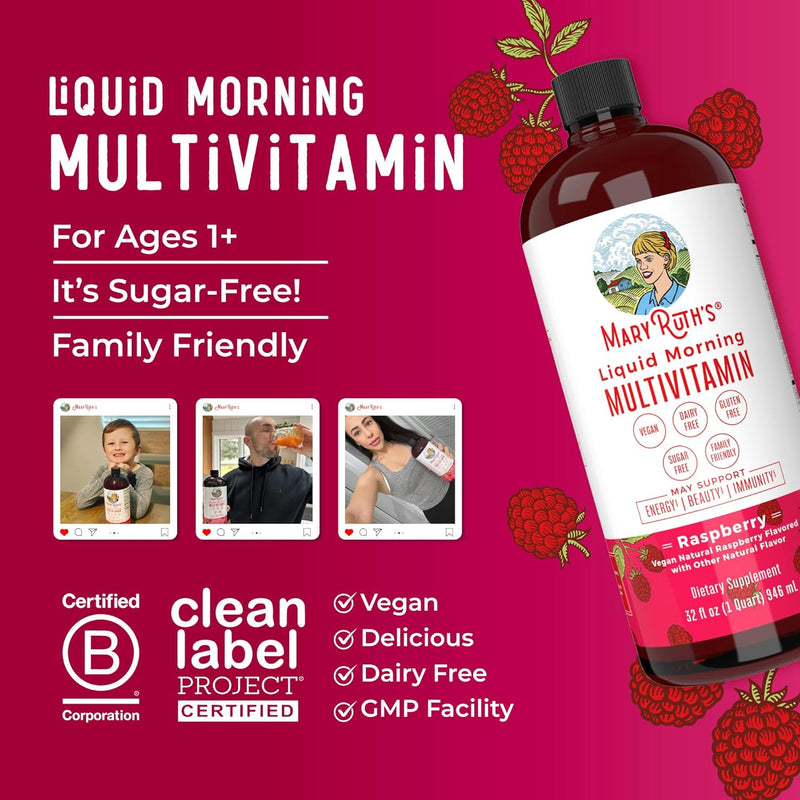 Gluten-free Morning Liquid Vitamin (Raspberry,32oz)