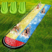 6.1m/20ft Super Long Water Slide for Kids, Giant Lawn Children Double Water Slide with Three Inflatable Boards, Best Gift for Kids Summer Swimming Pool Game Outdoor Toy - Double Racing