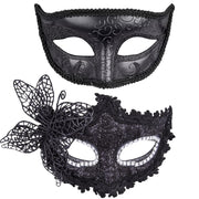 Couple Masquerade Masks Set Venetian Party Mask Mardi Gras Mask - Butterfly Black
