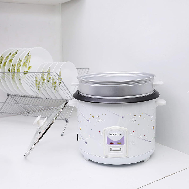 Krypton 1000W 2.8L Rice Cooker With Steamer | Non-Stick Inner Pot, Automatic Cooking, Easy Cleaning, High-Temperature Protection, , Multicolour, Knrc6106"Min 1 year manufacturer warranty"