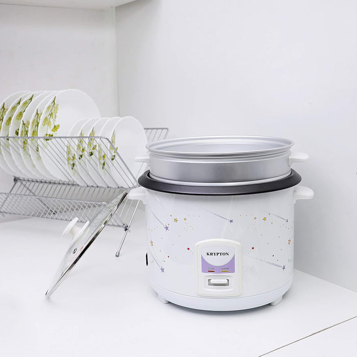 Krypton 1000W 2.8L Rice Cooker With Steamer | Non-Stick Inner Pot, Automatic Cooking, Easy Cleaning, High-Temperature Protection, , Multicolour, Knrc6106"Min 1 year manufacturer warranty"