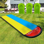6.1m/20ft Super Long Water Slide for Kids, Giant Lawn Children Double Water Slide with Three Inflatable Boards, Best Gift for Kids Summer Swimming Pool Game Outdoor Toy - Double Racing