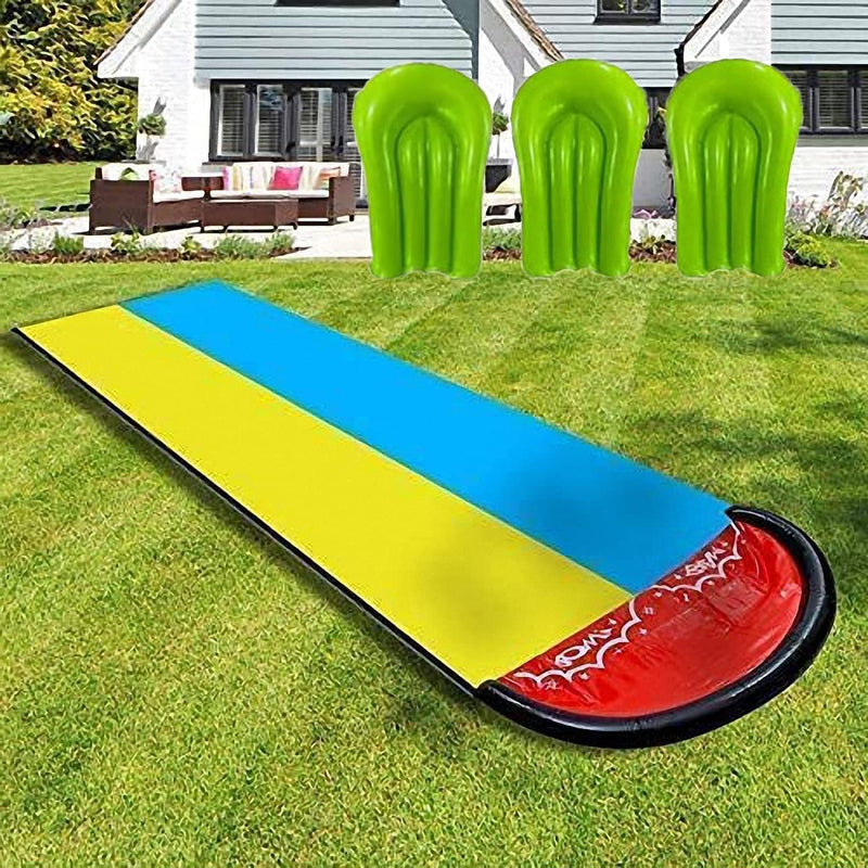 6.1m/20ft Super Long Water Slide for Kids, Giant Lawn Children Double Water Slide with Three Inflatable Boards, Best Gift for Kids Summer Swimming Pool Game Outdoor Toy - Double Racing