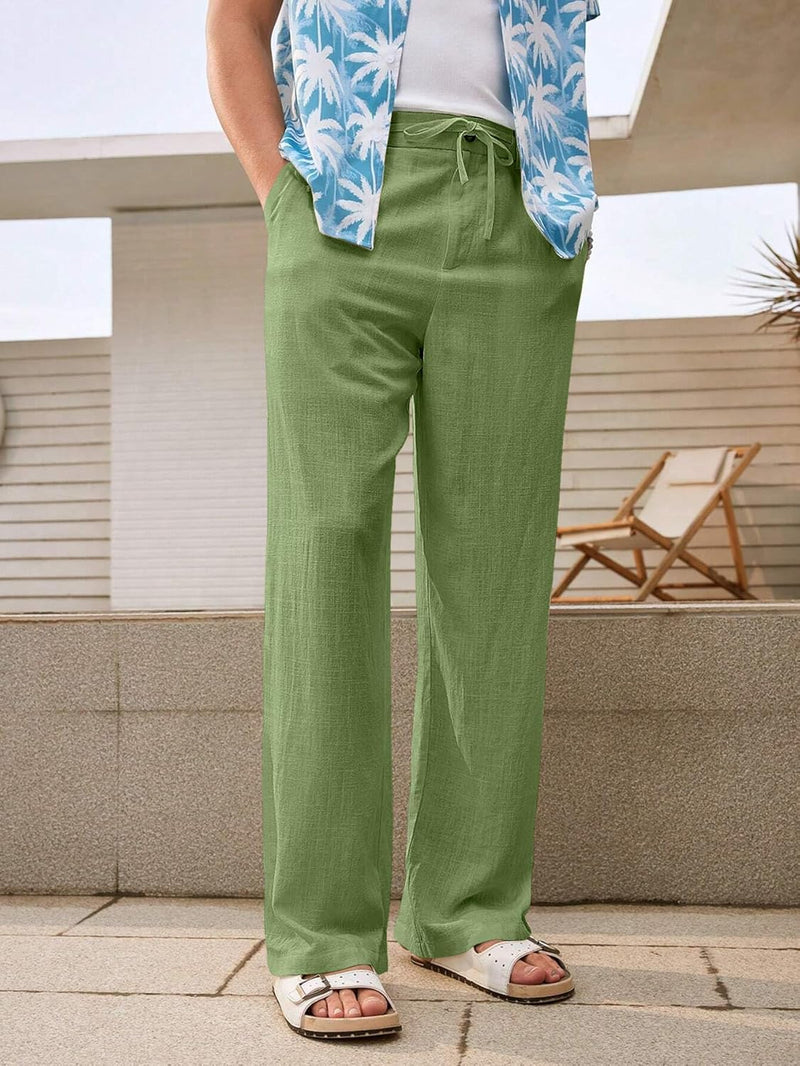 Linen Pants for Men Loose FIT Baggy Cargo(GL-TP-1189-M-GREEN)