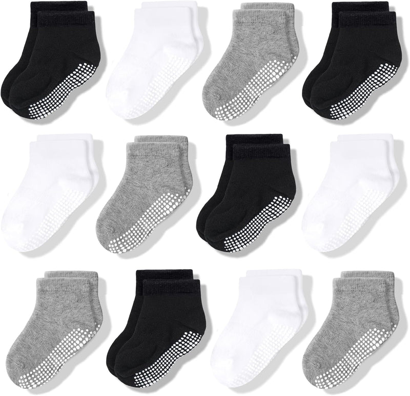 CozyWay Non-Slip Socks with Grippers - Ankle Style for Little Girls and Boys, Infants, Toddlers, Children