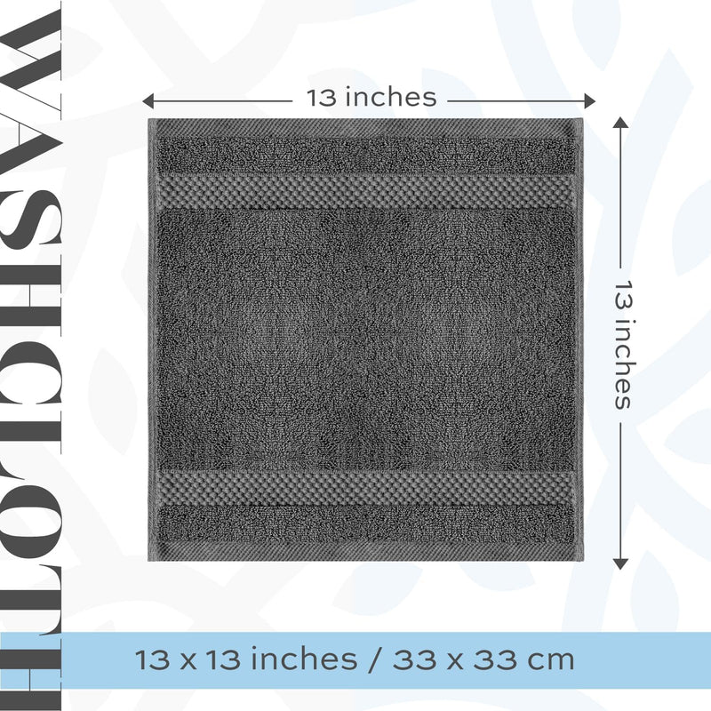 White Classic Luxury Cotton Washcloths - Small Hotel Spa Bathroom Face Towel | 12 Pack |