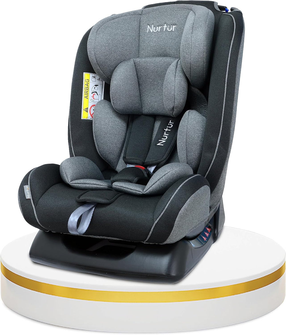Nurtur Otto Baby/Kids 4-in-1 Car Seat - 4 Position Recline - 5-Point Safety Harness 10 Level Adjustable Headrest, 0 months to 12 years (Group 0+/1/2/3), Upto 36kg Black/Grey