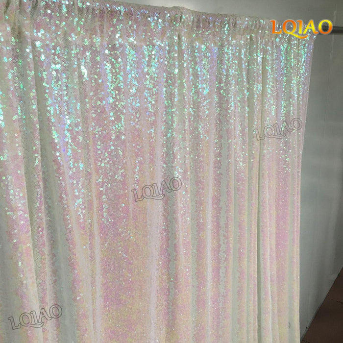 LQIAO 2 Panels Light Gold Sequin Backdrop Glitter Fabric for Wedding Birthday Parties Shimmer Wall-2x8ft