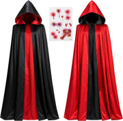 Spooktacular Creations JOYIN Adult Unisex Vampire Costume Set with Reversible Hooded Cape Cloak and Tattoo Scar for Halloween Costume Party, Dracula Theme Party and Transylvania Costume