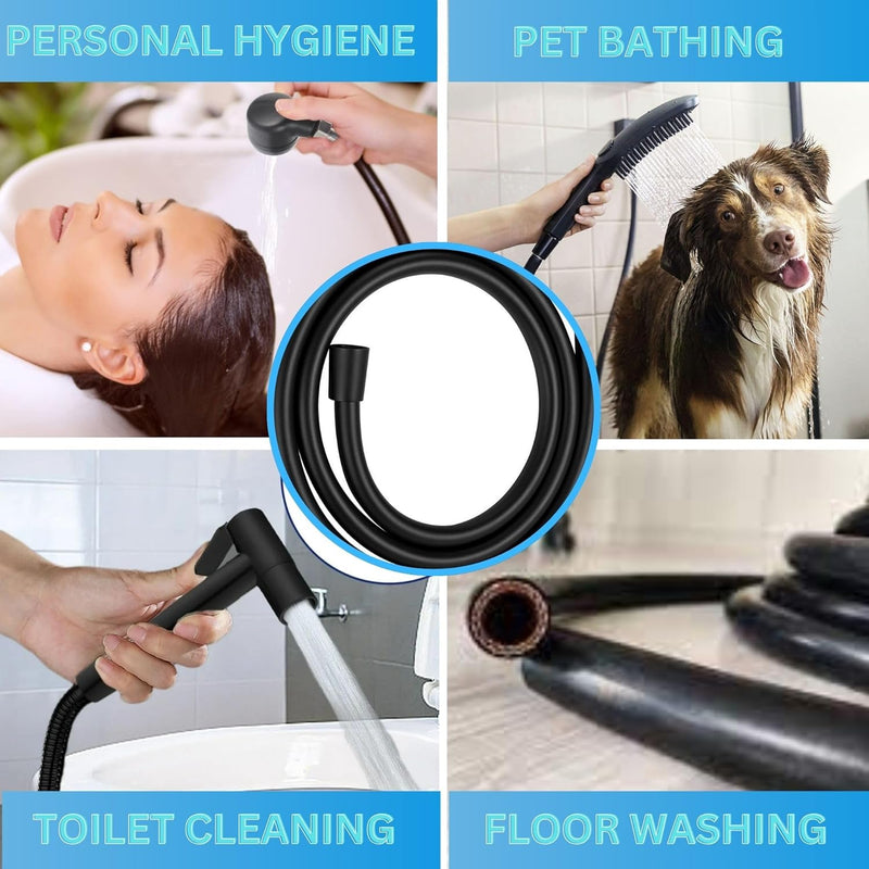JUNARIS Handheld Bidet Sprayer Set for Toilet - شطاف تواليت Stainless Steel Shattaf with Premium Hose for Bathroom and Washroom | Chrome Shattaf Set Stainless Steel Hose (Classic)
