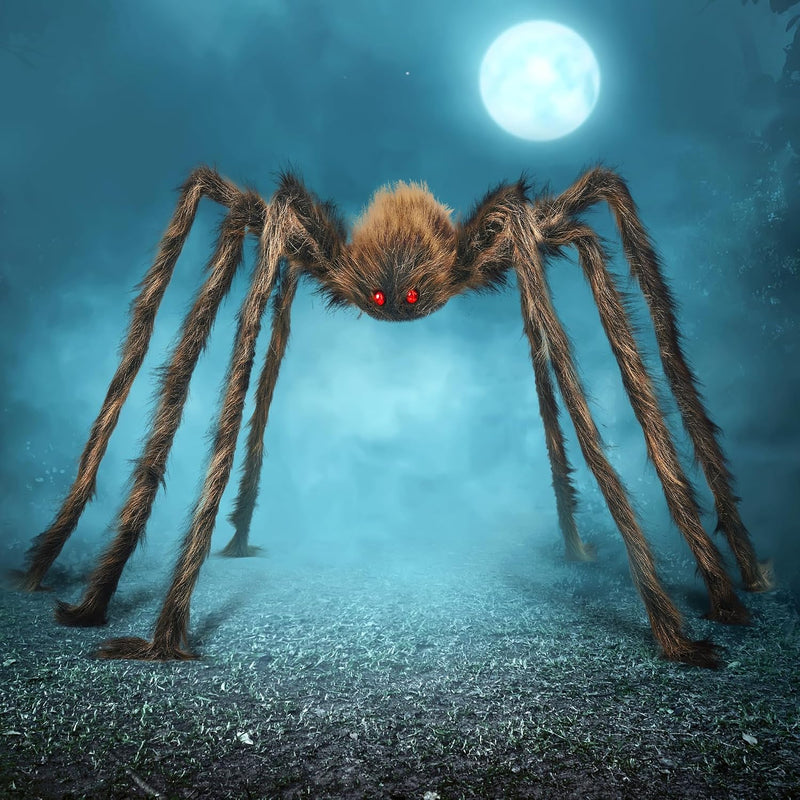 JOYIN Halloween Outdoor Decorations Giant Spider, Scary Large Spider Props for Yard Lawn Halloween Outside Decor and Indoor Party Decor, Black (Standing Height is 15 inches) - Brown