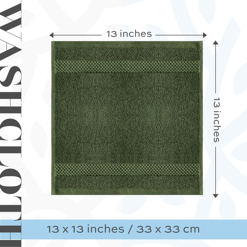 White Classic Luxury Cotton Washcloths - Small Hotel Spa Bathroom Face Towel | 12 Pack |
