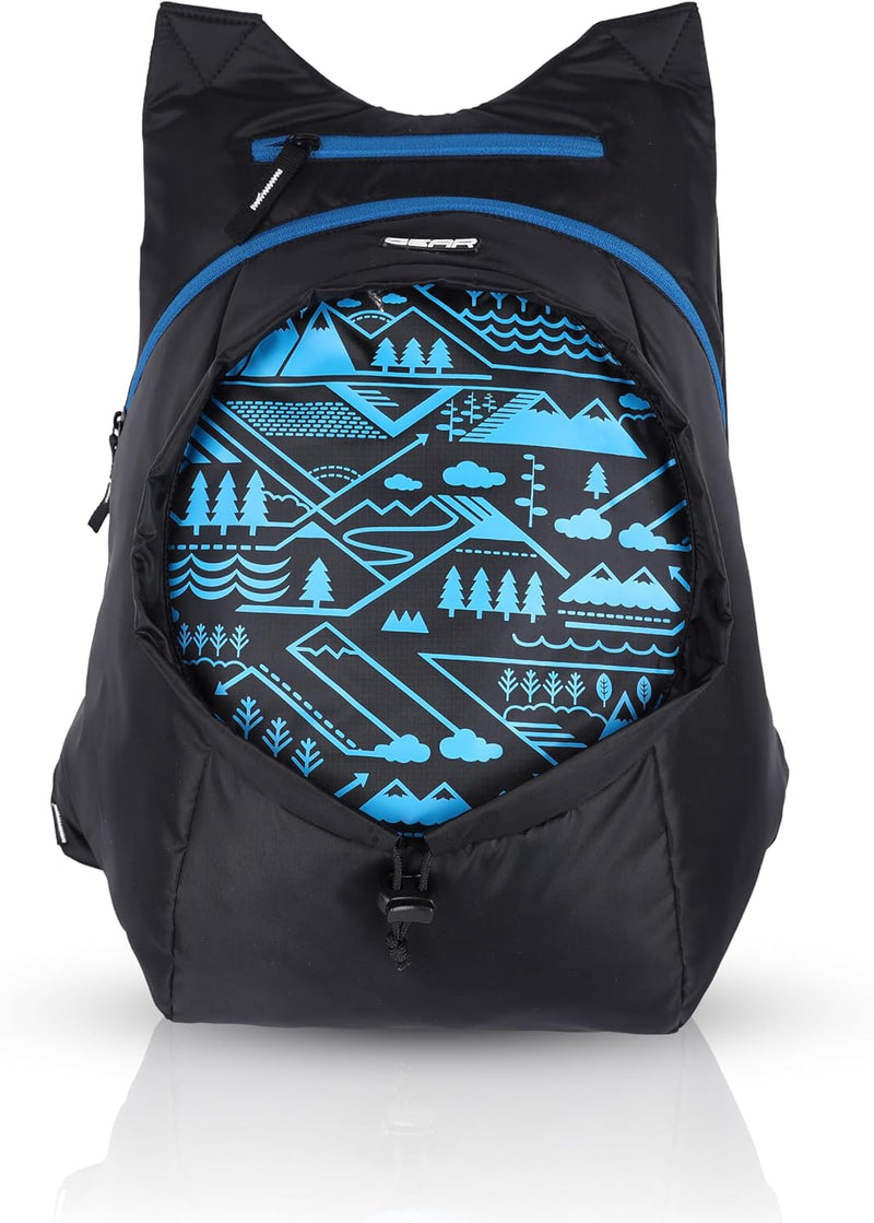 CarryOn 16L Small Foldable Water Resistant Unisex Casual/Hiking Backpack/Daypack- Blue and Black