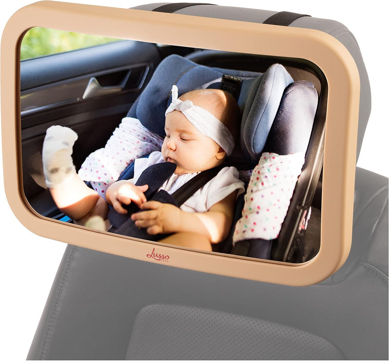 Lusso Gear Baby Mirror for Car Largest and Most Stable Backseat Mirror of Infant in Rear Facing Car Seat - Safe, Secure and Shatterproof, Black, BBM-Black, 11.5 Inch (Pack of 1)