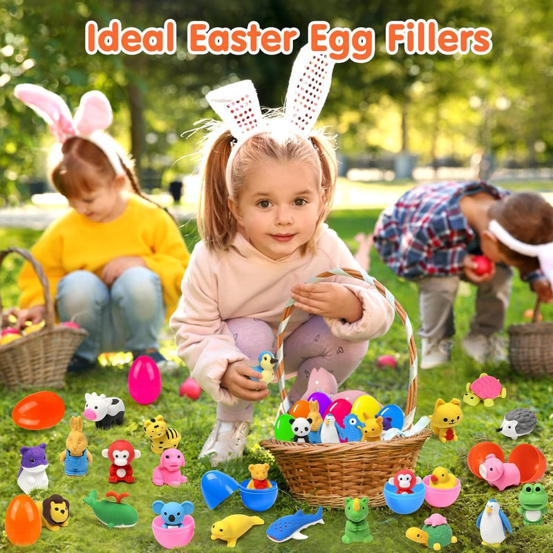 30 Pcs Animal Erasers Desk Pets for Kids Pencil Bulk Puzzle Erasers Toys Gifts for Classroom Prizes,Game Reward,Treasure Box,Easter Egg Fillers,Goodie Bag Stuffers,Party Favors