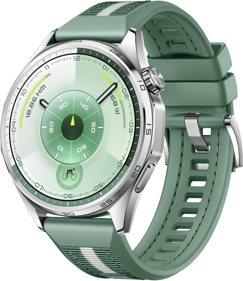 WATCH GT 6 Smart Watch, 46mm, upto 21 days battery life, GPS Smart Watches with 100+ Sports Mode, Cycling, iOS & Android Compatible, Emotional Wellbeing, Health Monitoring, Black - Green 46MM
