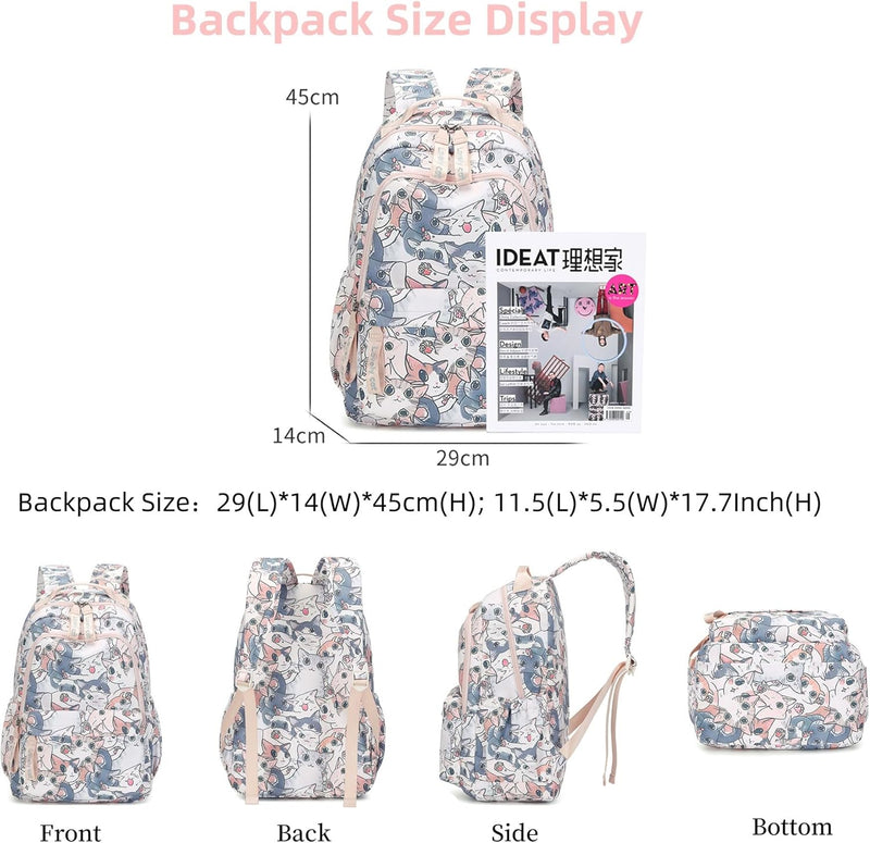 Mfikaryi Cute Cat Casual Daypack Teens Elementary School Backpack Students Bookbag for Girls Boysâ€¦