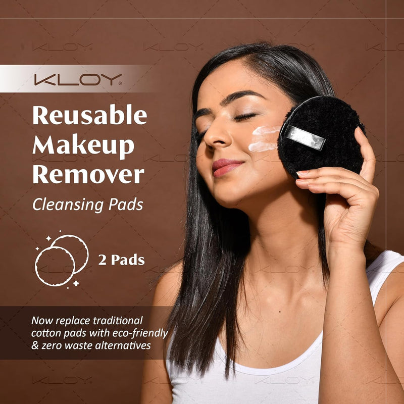 KLOY Reusable Multipurpose Makeup Removal Facial Cleansing Pads (Pack of 2), Facial Makeup Remover, Eye Makeup Remover & Foundation Simple Makeup Remover Pads (Pink & Black)