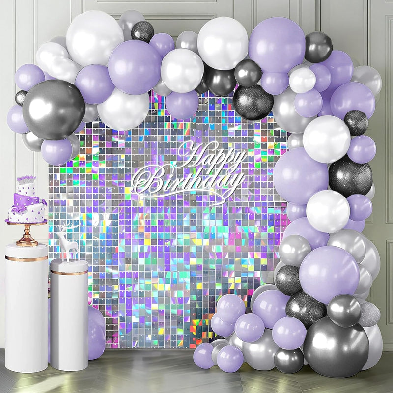 EMART Silver Shimmer Wall Backdrop Sequin Panels Photo Background Decoration for Party, Birthday, Wedding - 12 PCS